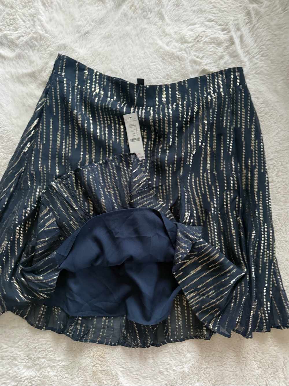 NWT White House Black Market Admiral Blue Godet Mini Skirt - Picture 6 of 8